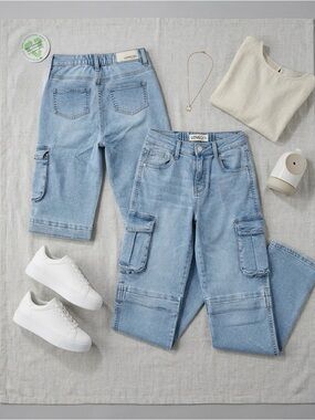 Lovegen Light Blue Boyfriend Cargo Jeans